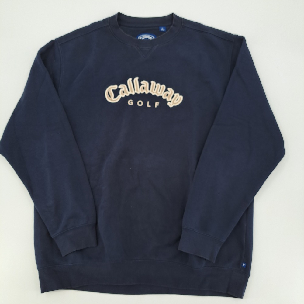 Callaway Golf Sport Sweatshirt Mens XL Cotton Blend Navy Blue Embroidered Logo